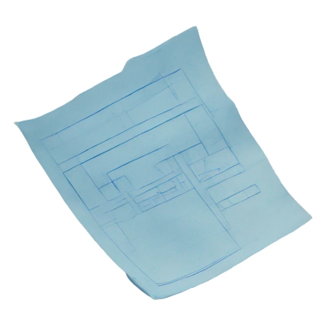 a blue paper with a blueprint on it sticker