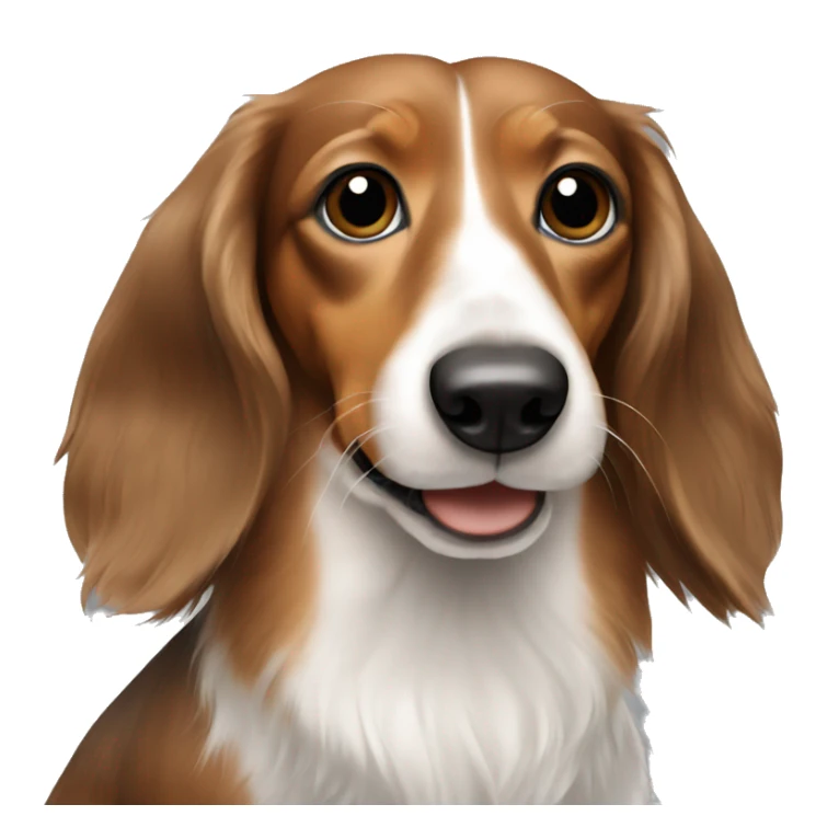 Brown, white, and black long haired dachshund  sticker