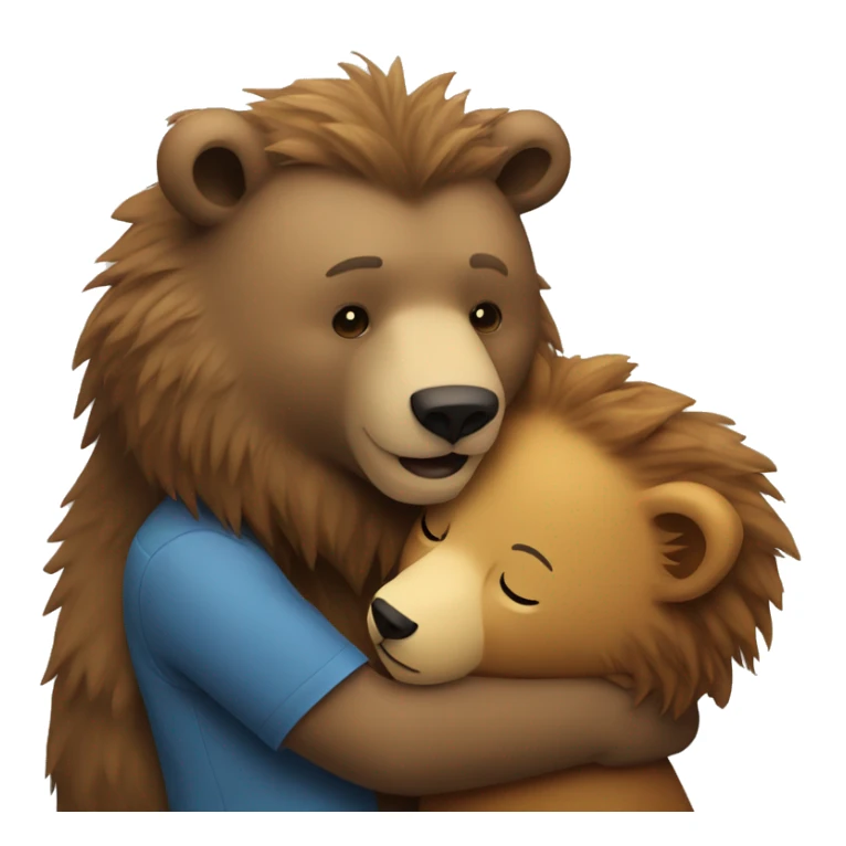 Grizzly bear hugging a lion girl sticker