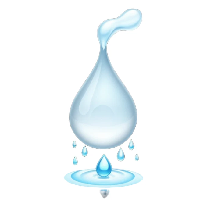 White glowing liquid droplet with tail flying to the left sticker