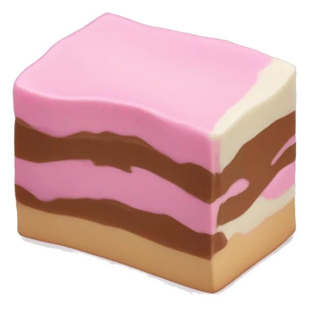 three layered vanilla fudge with white brown and pink  sticker