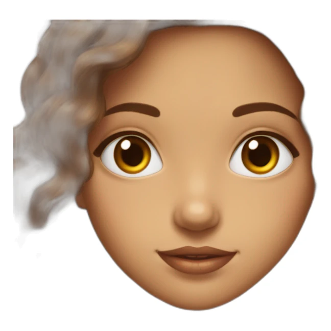 Fille cheveux longs marron boucles et yeux marrons sticker