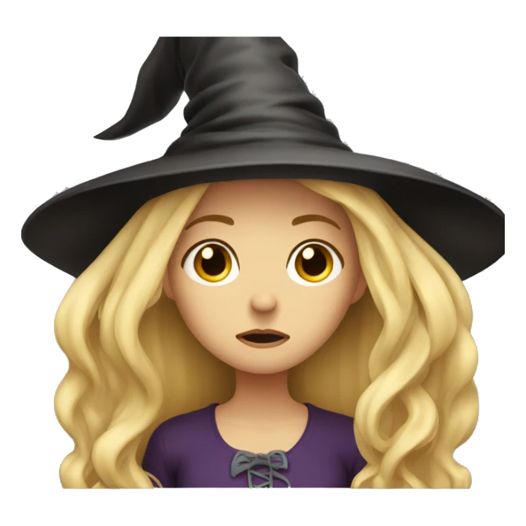 witch hat blonde long hair very sad expression sticker