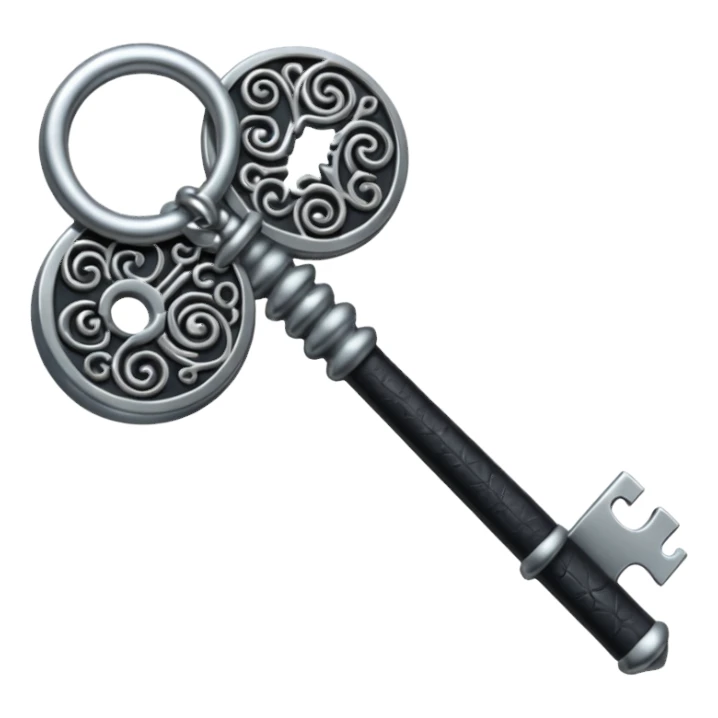 iOS emoji, minimal dark key, flat, fantasy item sticker