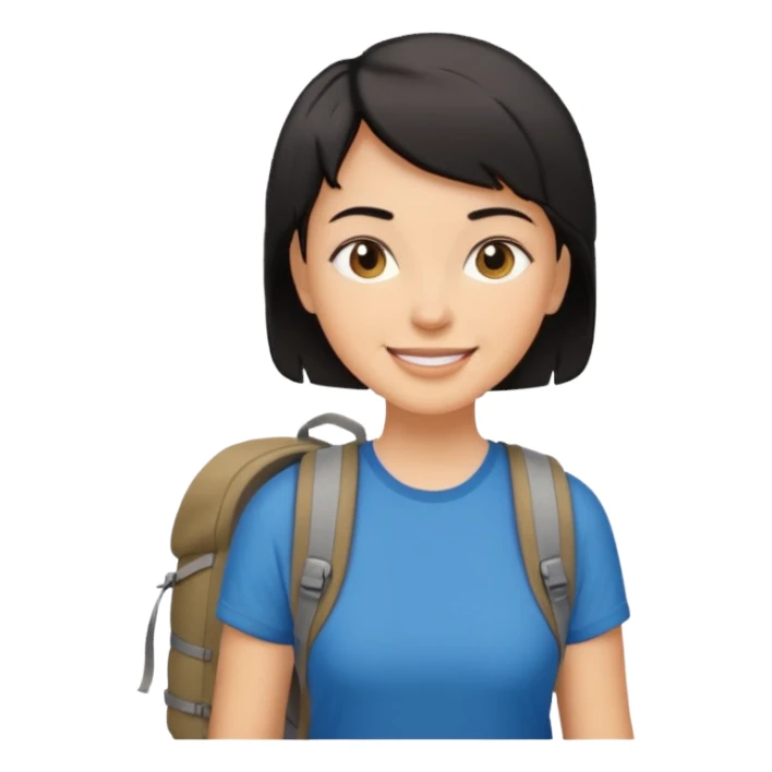 a white woman who has black short hair hiking  sticker