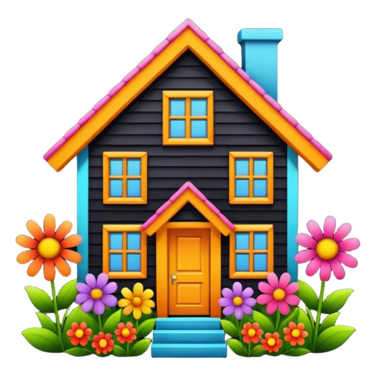 black house made of flowers sticker