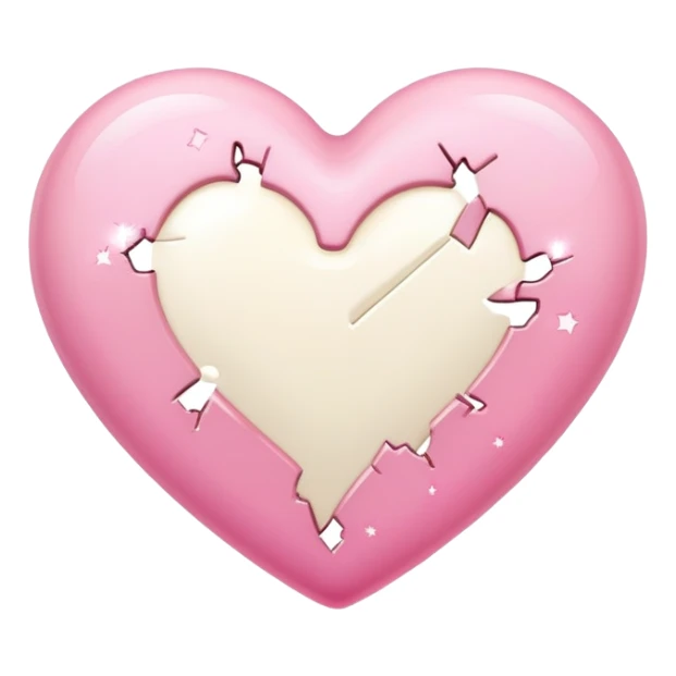cream broken heart with sparkles  sticker