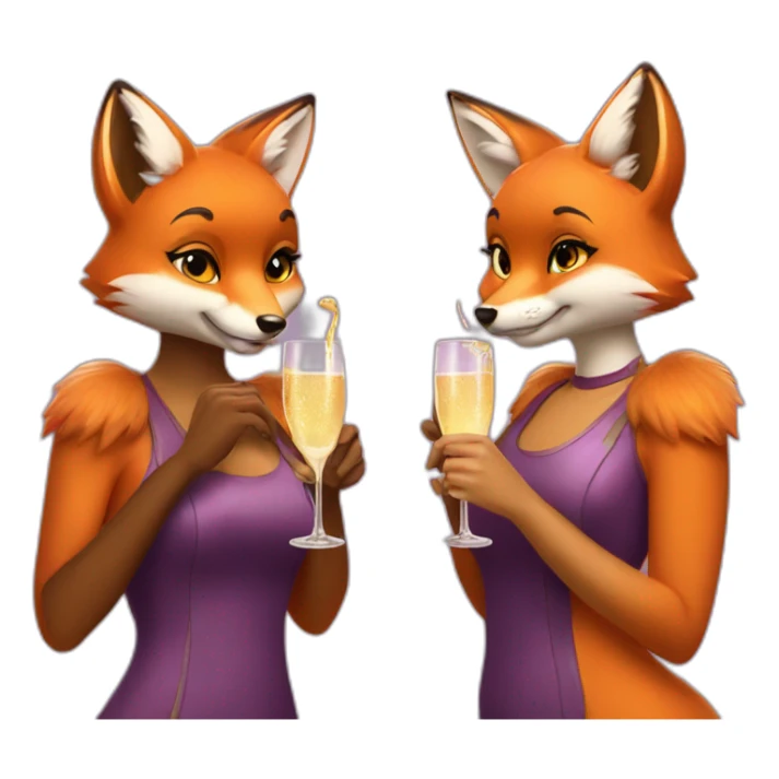 two fox girls drink champagne sticker