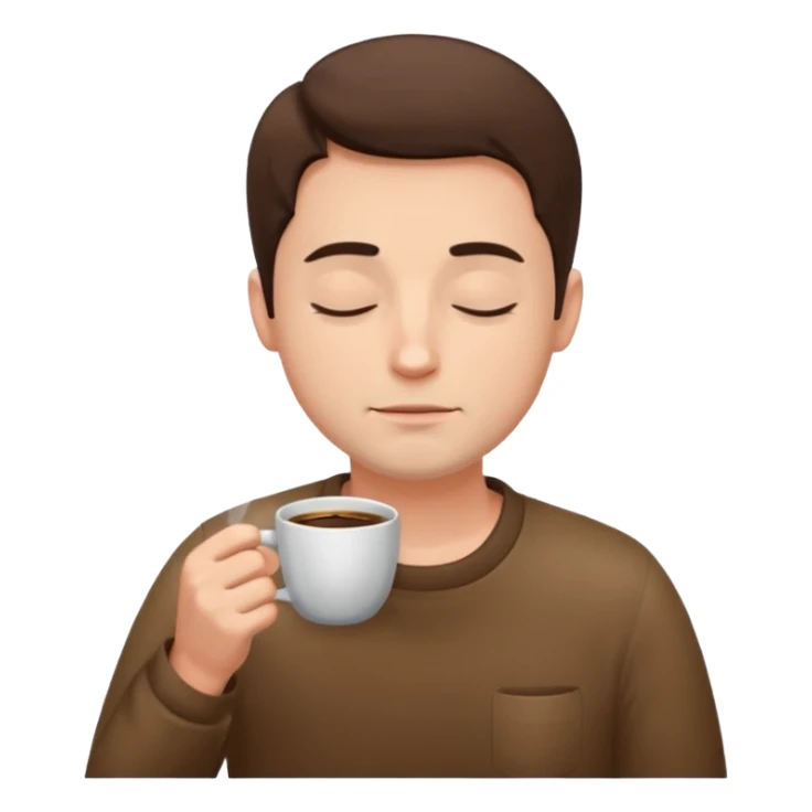 A calm man with his eyes closed is drinking coffee. sticker