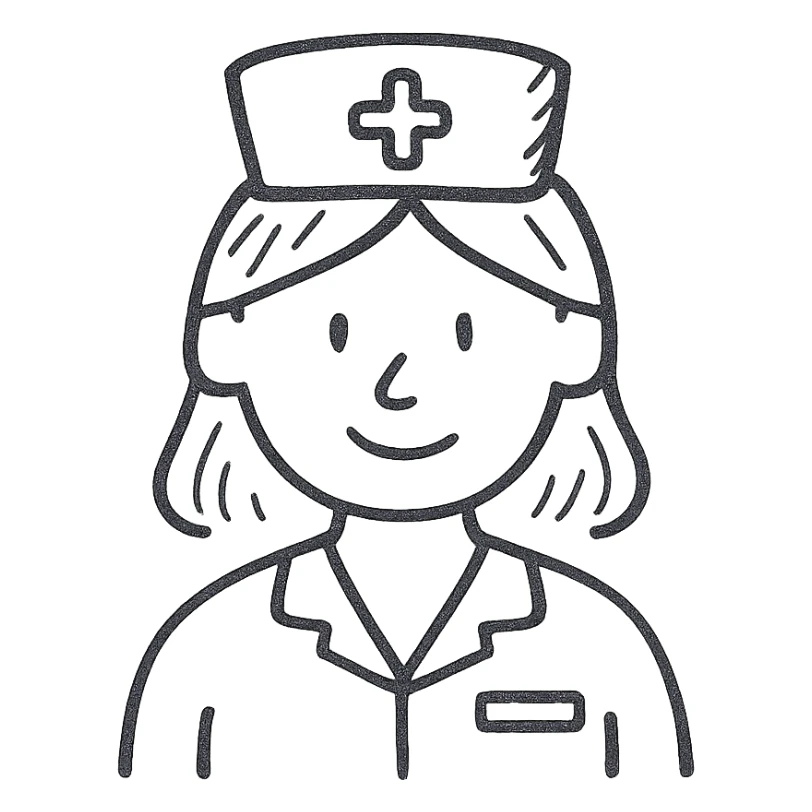 hand drawn outline icon of a nurse sticker
