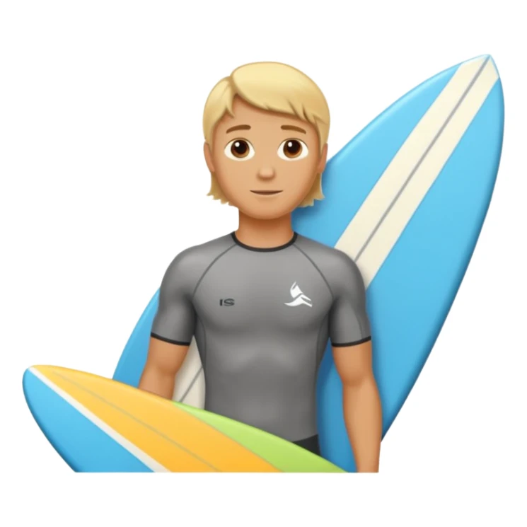blonde haired white surfer with surfboard  sticker