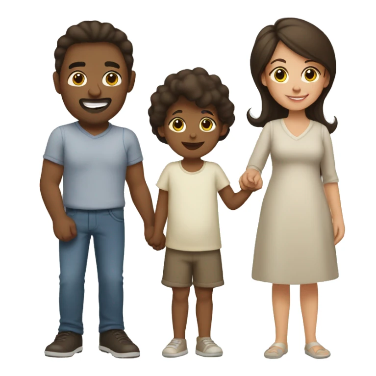 Brunette Family with toddler and baby  sticker