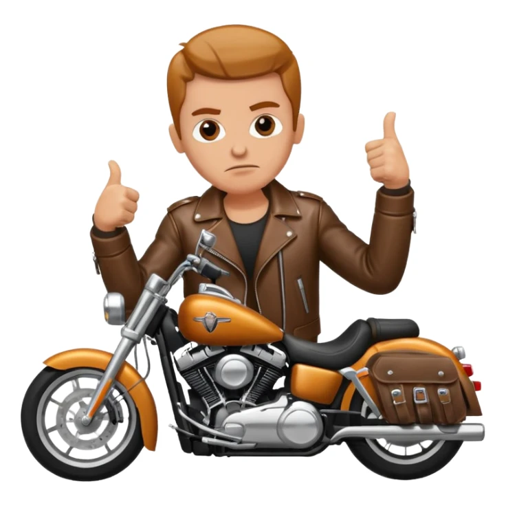 Biker on Harley motorcycle with his thumbs down sticker