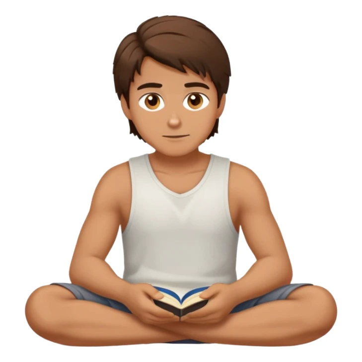 Brunet Hair Hazel Eyes man sitting criss cross ready for story time sticker