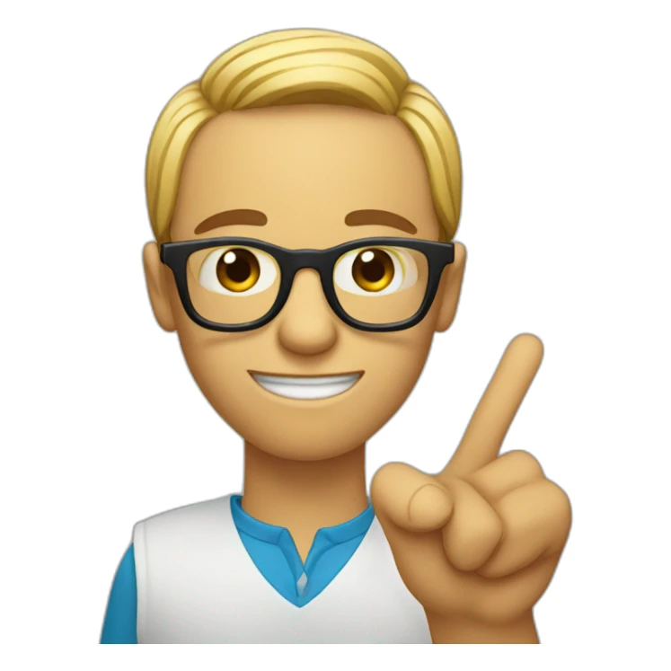 nerd holding up finger with glasses on saying "actually" sticker