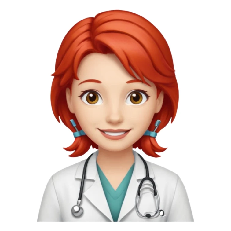 doctor with red hairclips on hair sticker