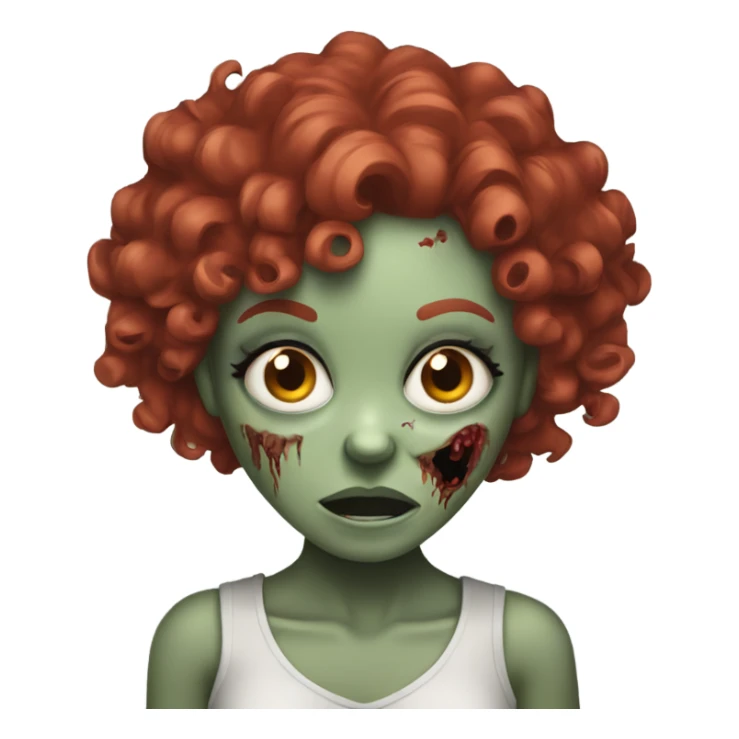 Zombie girl with hands, red curly hair sticker