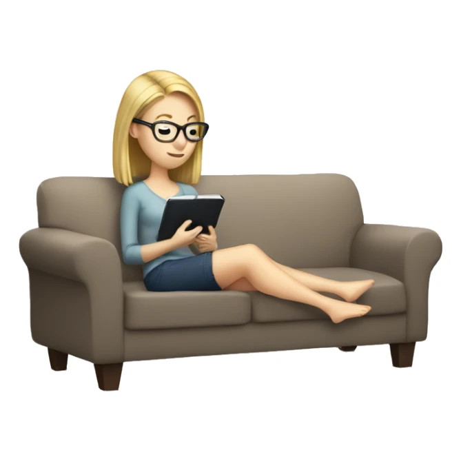 White girl reading a kindle on a couch sticker