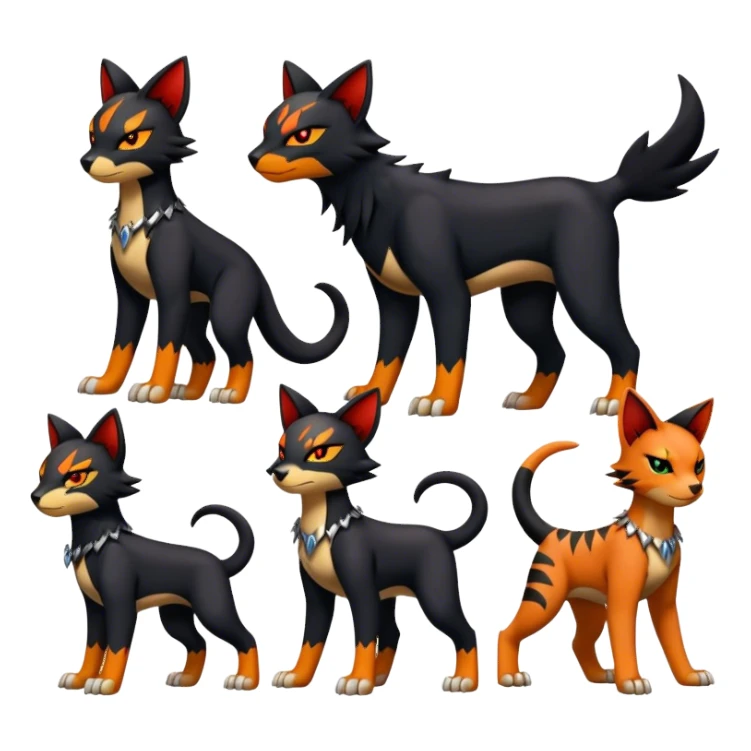 Cool edgy Torracat-Houndour-Litten-Digimon, full body sticker