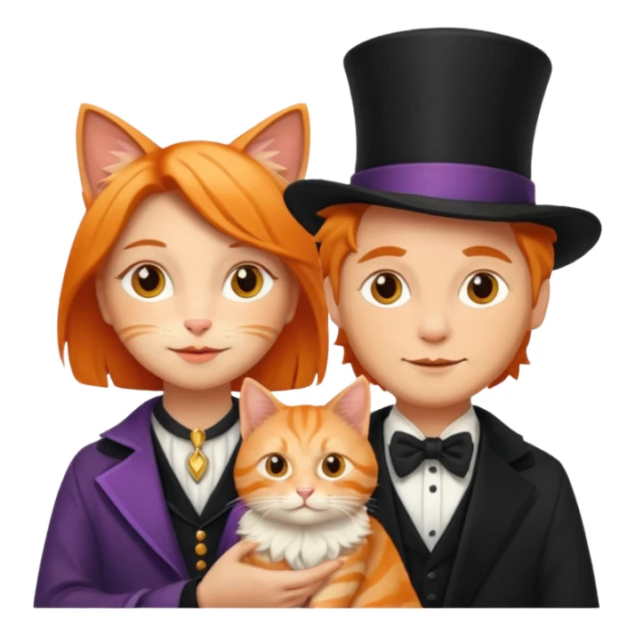  Icon magician couple and their pet cat sticker