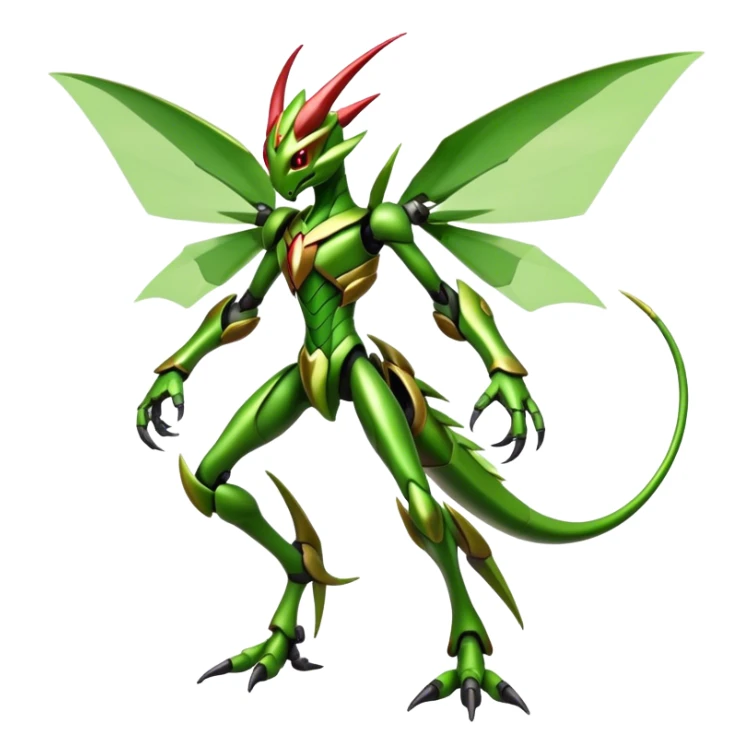  Cool Edgy Shiny Futuristic Ethereal Legendary Scizor-Scyther-Digimon-hybrid full body sticker