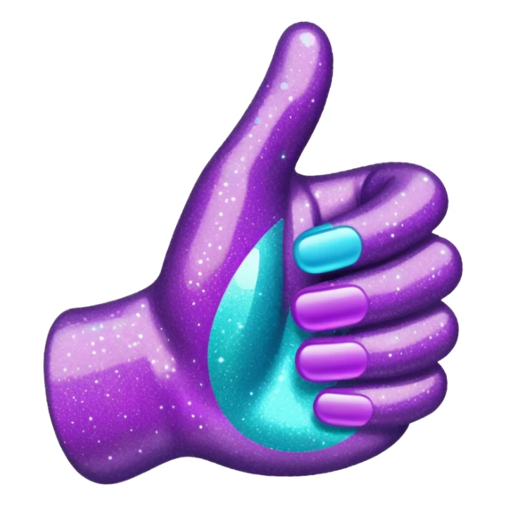 Glitter purple and cian hand thumbs up sticker