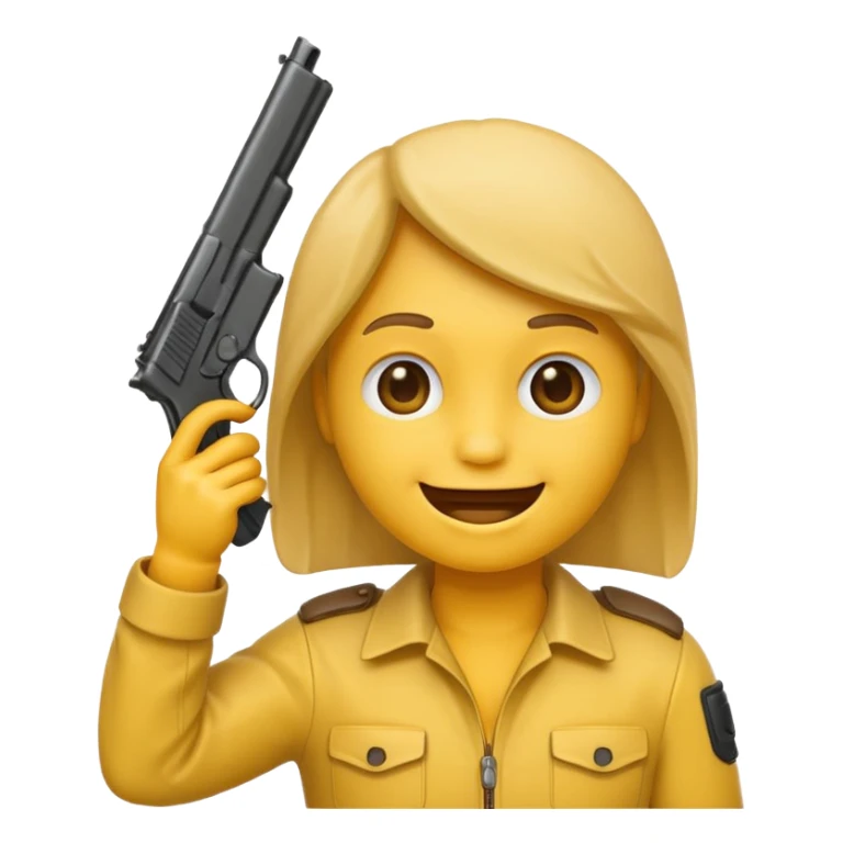 Create a smiling face emoji that’s holding a gun pointed to their head sticker