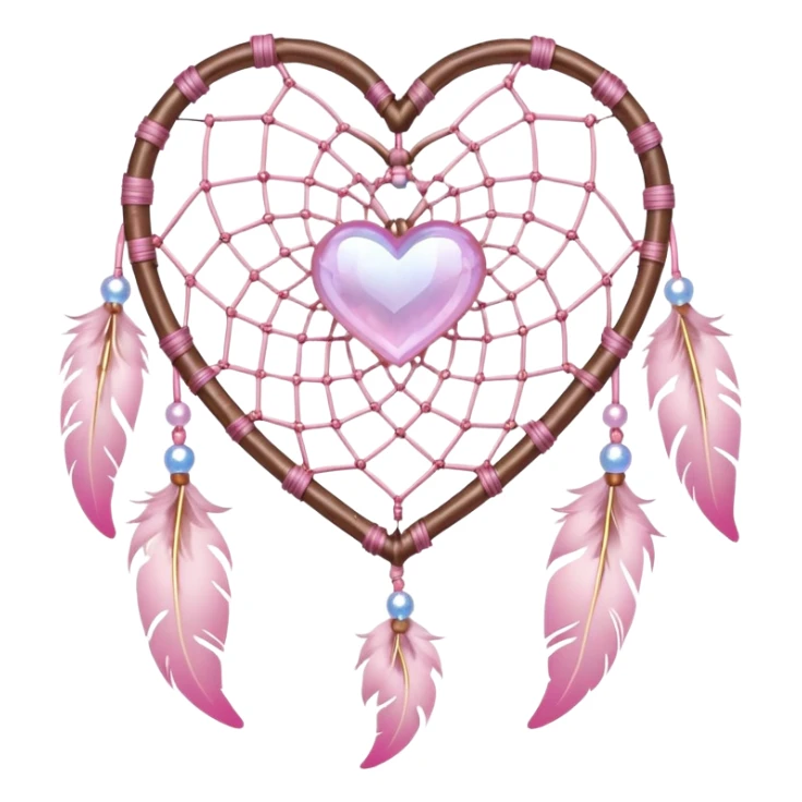 Iridescent pastel pink heart Sakura dreamcatcher sticker