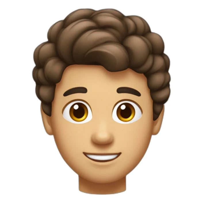 garçon brun aux cheveux longs attaché avec un chignon yeux marrons sticker