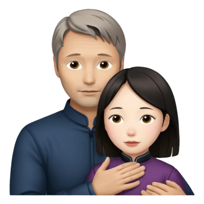 mads mikkelsen holds asian girl by the neck sticker