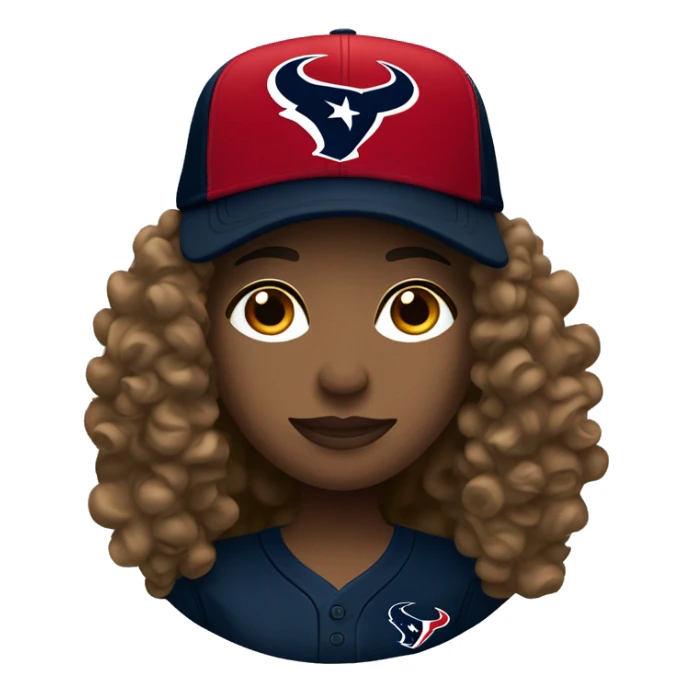 HOUSTON TEXANS baseball hat woman with long curly hair  sticker