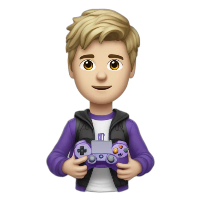 justin bieber with controller in hand playing fc24 sticker