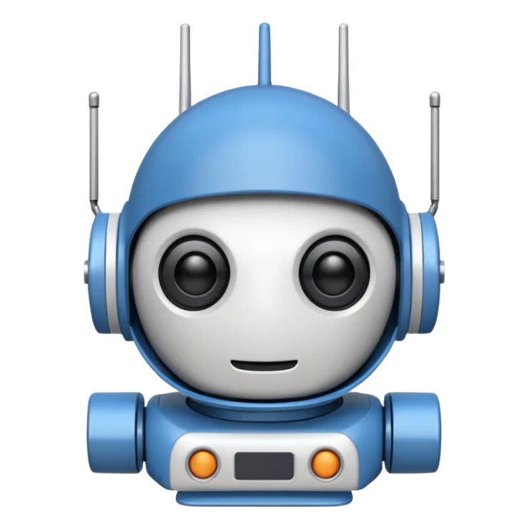 tête de robot cosmonaute bleu et blanc avec une antenne sticker