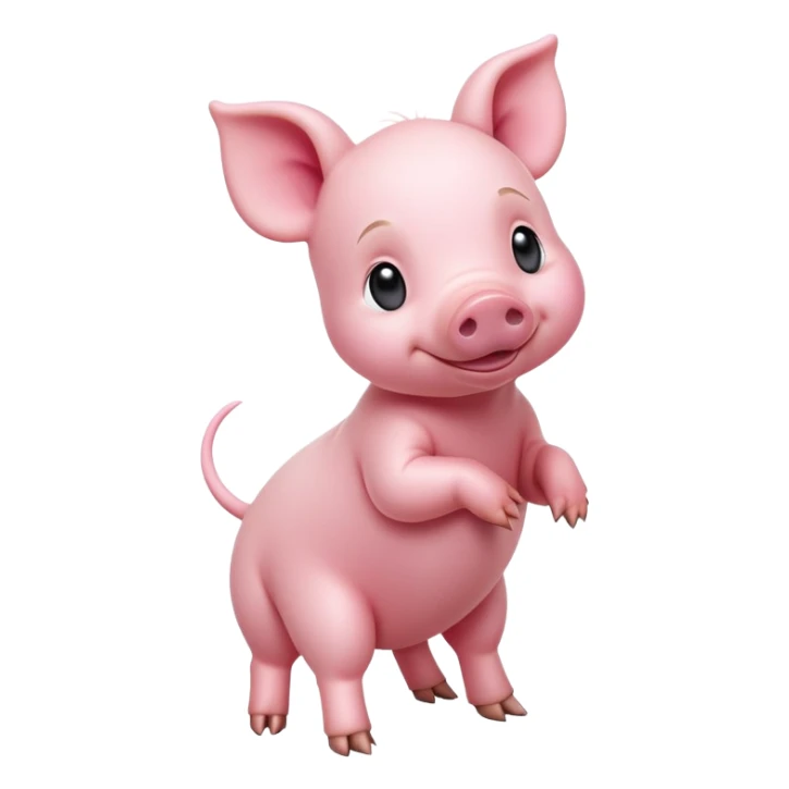 cinematic-[realistic piglet]-realistic-full-body-standing-emoji,-tail-flicking-lazily,-head-tilted-dramatically,-sleek-[pink]-skin,-simplified-yet-realistic-focused-features,-highly-detailed,-glowing-with-an-almost-sarcastic-glow sticker