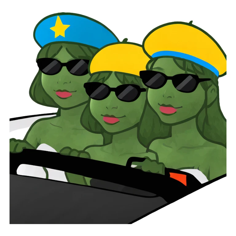 3 dark haired girls singing in a car sticker