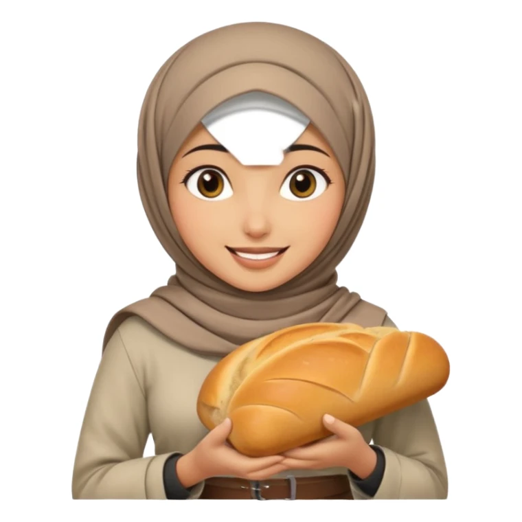 arab GIRL with hijab half body to belt, big bread sticker