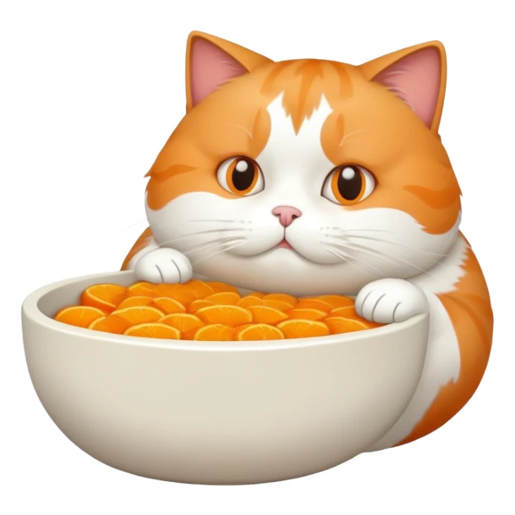 Fat cat eating from food bowl sticker
