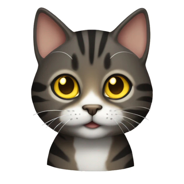 Black and brown tabby cat with cute yellow eyes paws and tail sticker