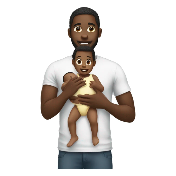 Black Man holding a baby and holding baby oil sticker