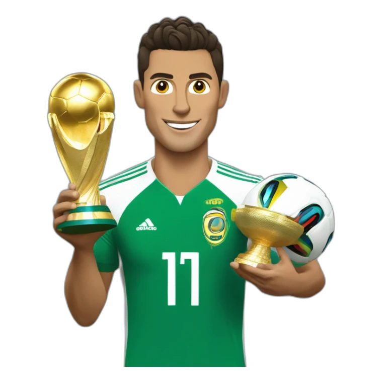 Cristiano avec meoussi et le trophée de la Coupe du monde sticker