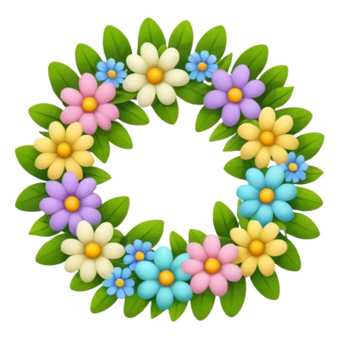 flower easter wreath, made exactly in a shape of an egg sticker