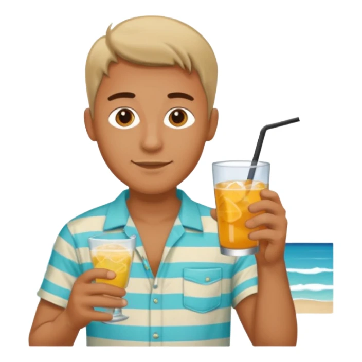 man with drink , beach shirt sticker