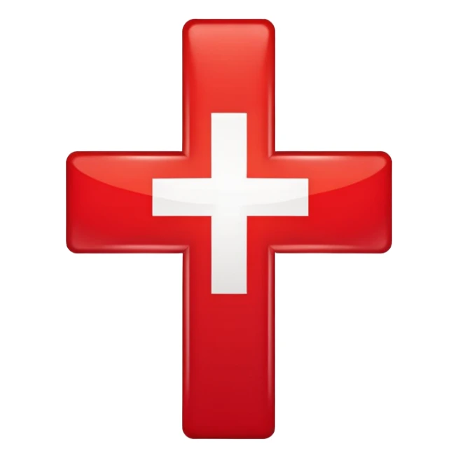Swiss flag, bright red with a white cross, clean and bold sticker
