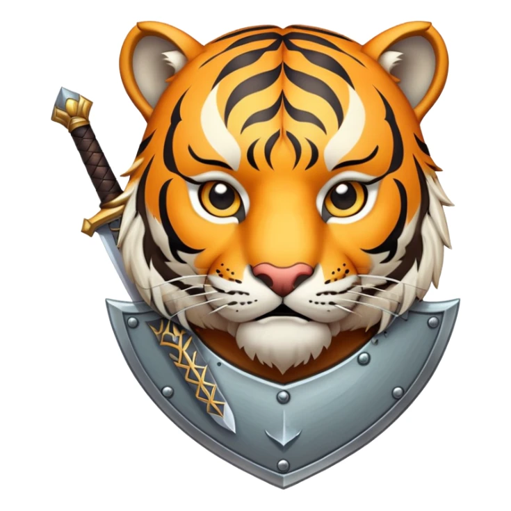 tiger face with shield and sword fantasy game character for Twitch emote sticker