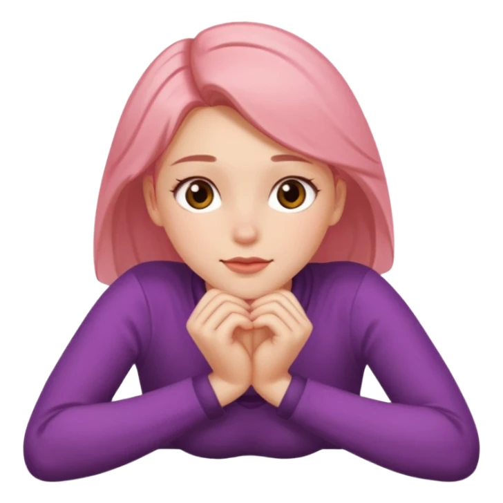 blushing with both hands under chin and feet behind them laying down sticker