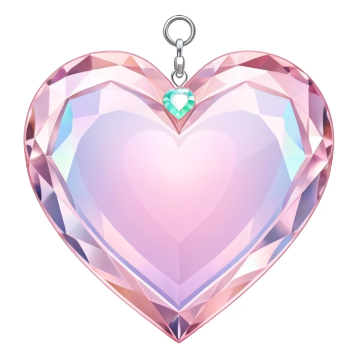 Iridescent pastel pink heart-shaped rosy pearly suncatcher crystals hanging  sticker