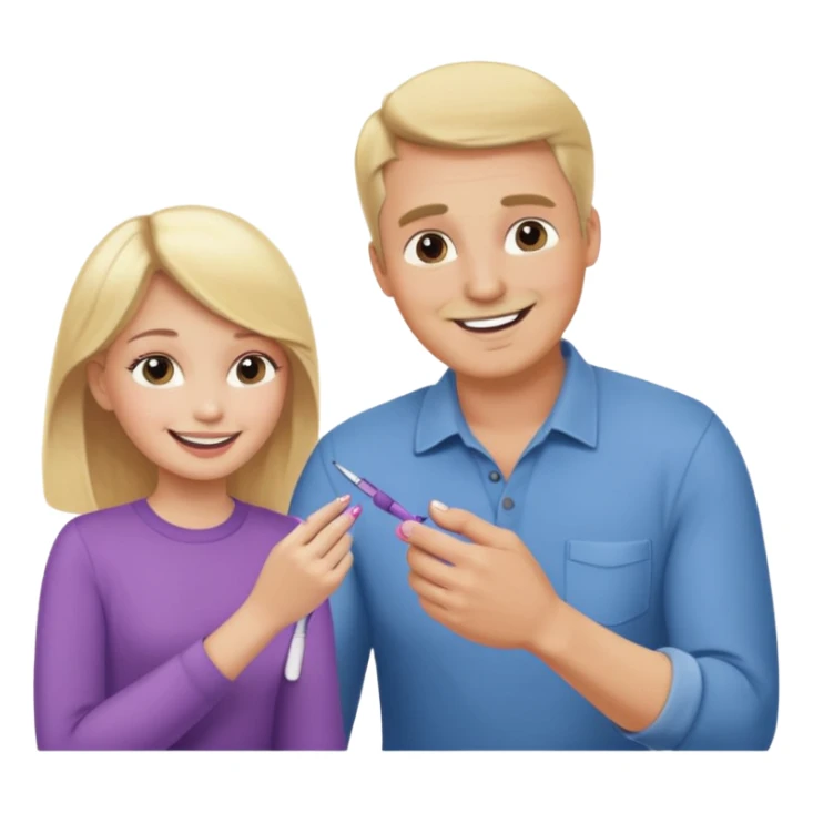 blonde daughter gives blonde dad a manicure sticker