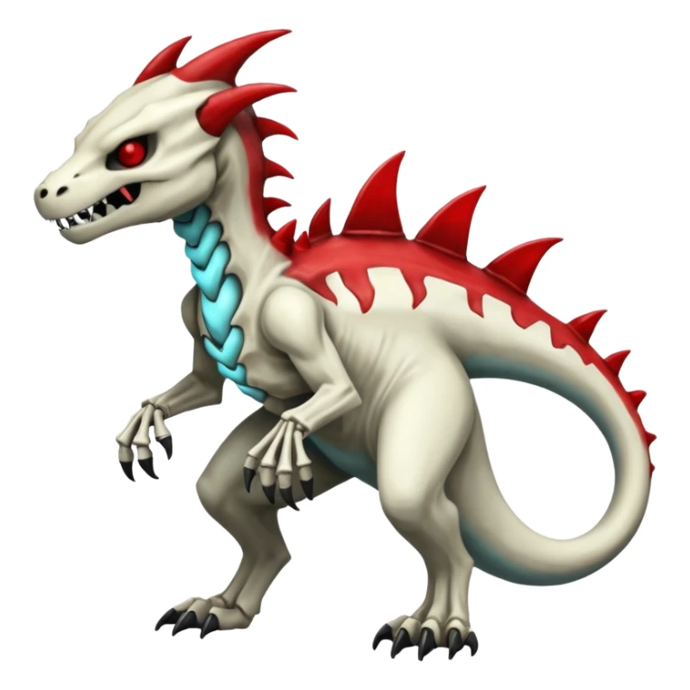 Shiny White Evil Glowing Eldritch Skeletal Creepy Edgy Badass Cool Marowak-Boneknapper-Salandit-Duskull-Darkdramon-fusion with bloody red markings sticker