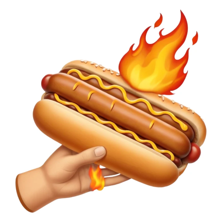 Hand Holding a Flaming Hotdog sticker