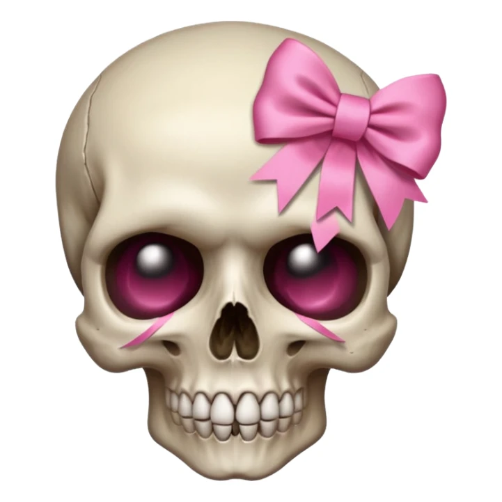 A skull with a small pink ribbon on the side of its head sticker